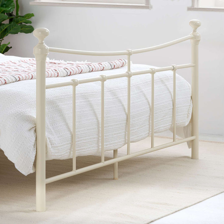 Emily Steel Bed Frame with Curved Rails and Sprung Slatted Base in Black or Cream Finish