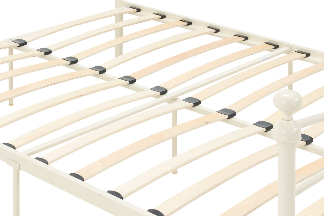 Emily Steel Bed Frame with Curved Rails and Sprung Slatted Base in Black or Cream Finish