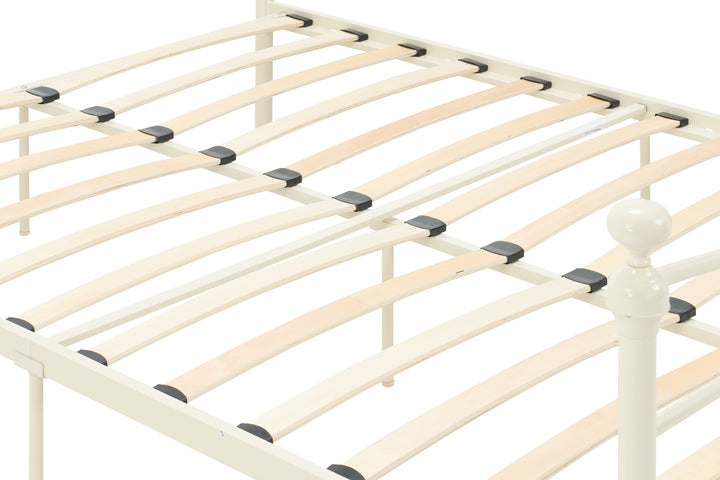 Emily Steel Bed Frame with Curved Rails and Sprung Slatted Base in Black or Cream Finish