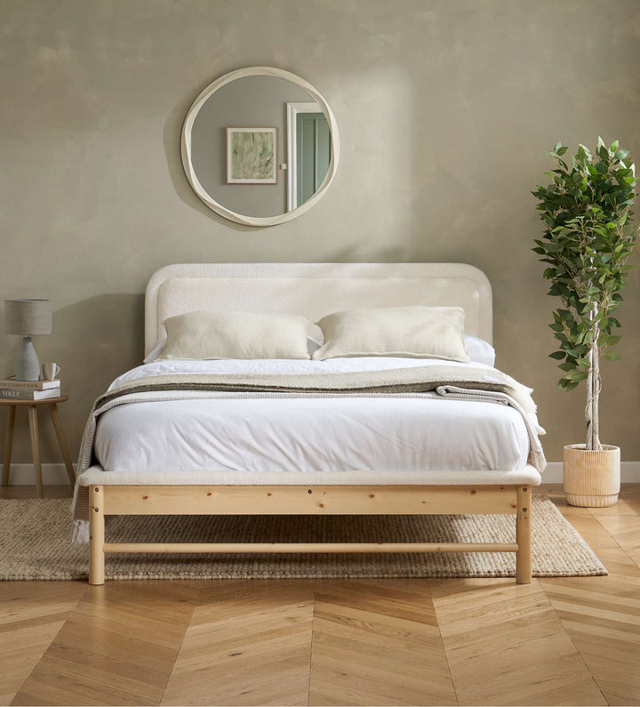 Emmi Scandinavian Bed with Minimalist Design and Natural Wood Accents