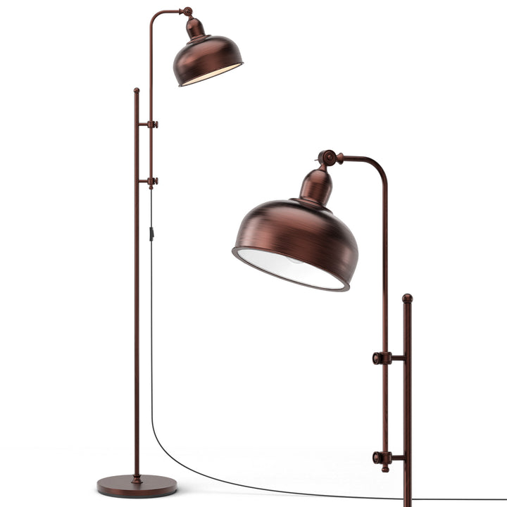 Industrial Floor Lamp with Adjustable Height and Lamp Head for Home Office