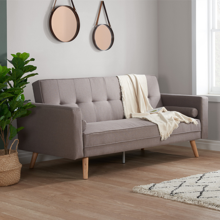 Ethan Large Sofa Bed Grey Fabric Stylish Guest Seating