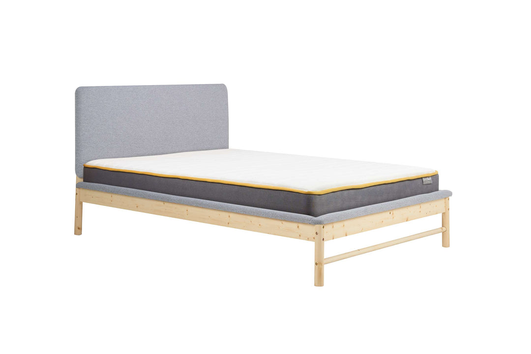 Scandinavian Style Ezra Bed with Natural Wood Frame for Modern Comfort
