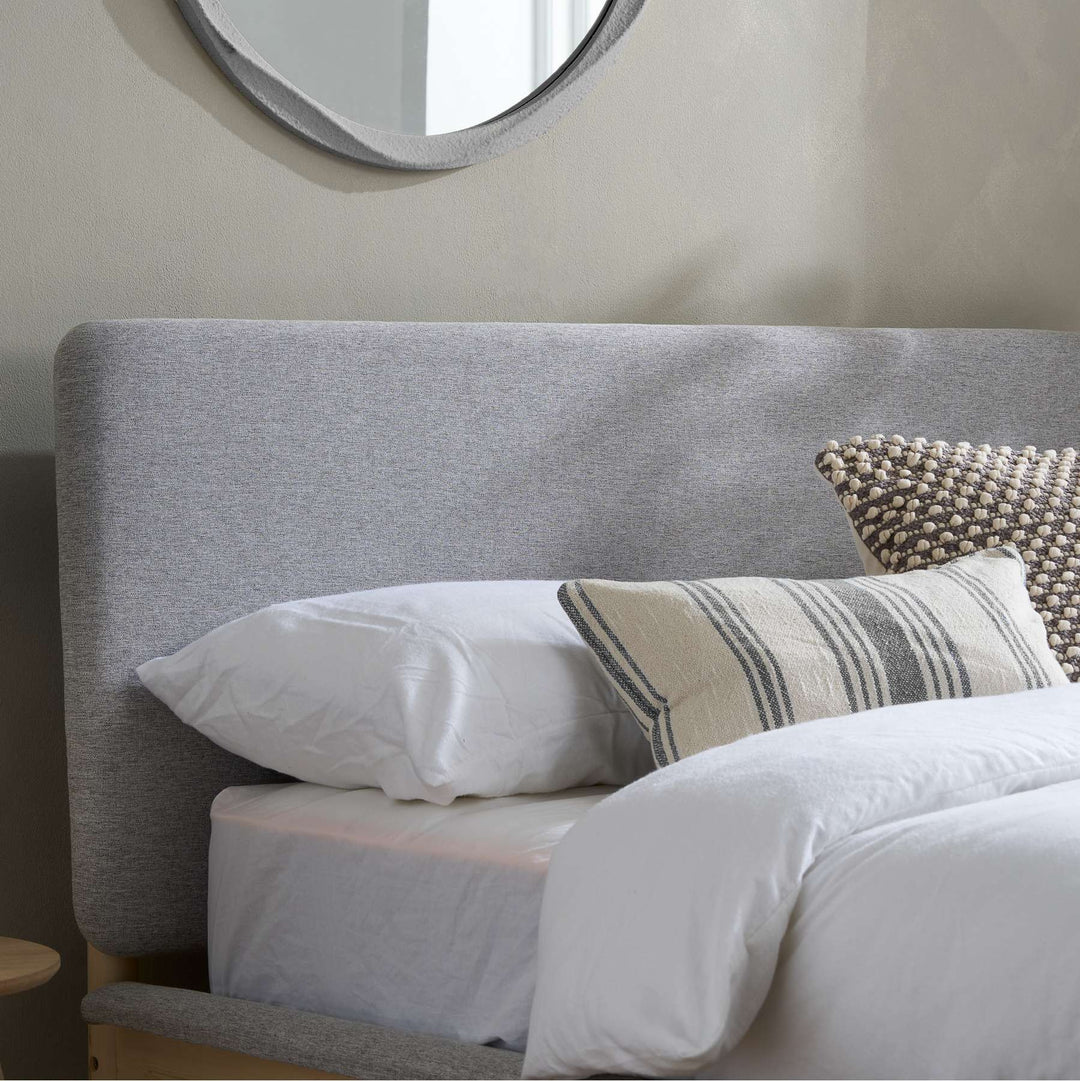 Scandinavian Style Ezra Bed with Natural Wood Frame for Modern Comfort