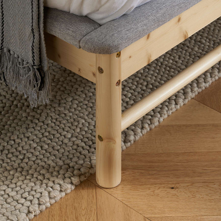 Scandinavian Style Ezra Bed with Natural Wood Frame for Modern Comfort