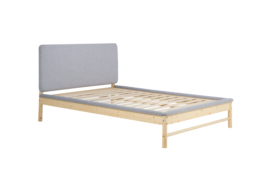 Scandinavian Style Ezra Bed with Natural Wood Frame for Modern Comfort