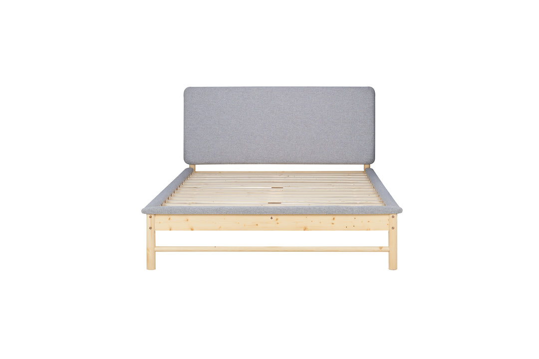 Scandinavian Style Ezra Bed with Natural Wood Frame for Modern Comfort
