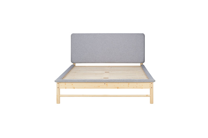 Scandinavian Style Ezra Bed with Natural Wood Frame for Modern Comfort