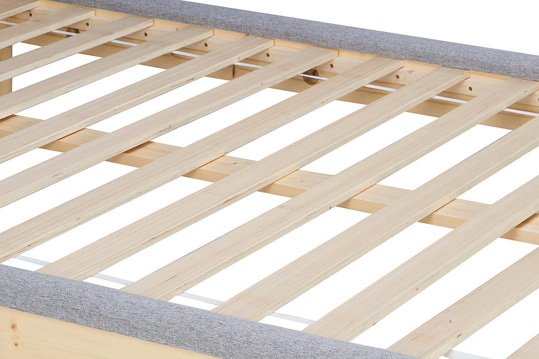 Scandinavian Style Ezra Bed with Natural Wood Frame for Modern Comfort