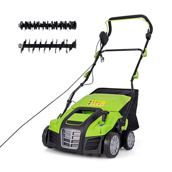 Adjustable Electric Dethatcher and Scarifier Folding Walk-Behind Weeder