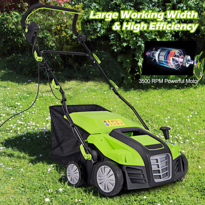 Adjustable Electric Dethatcher and Scarifier Folding Walk-Behind Weeder