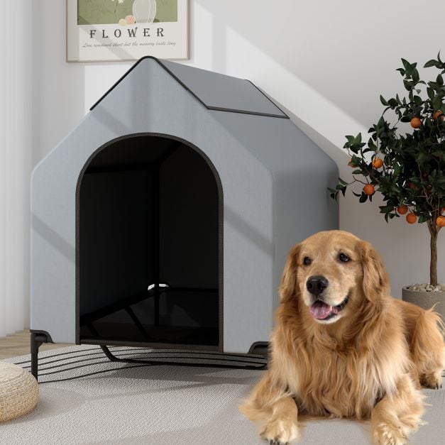 91/110/132cm Elevated Dog House Large Pet House with Ventilated Windows - TidySpaces