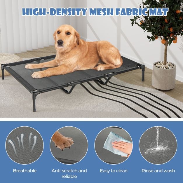 91/110/132cm Elevated Dog House Large Pet House with Ventilated Windows - TidySpaces