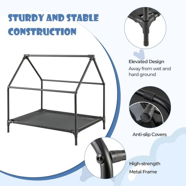 91/110/132cm Elevated Dog House Large Pet House with Ventilated Windows - TidySpaces