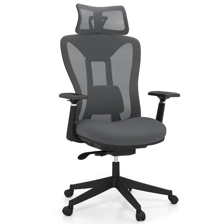 Ergonomic Breathable Mesh Office Chair High Back Executive Chair with Adjustable Lumbar Support in Grey