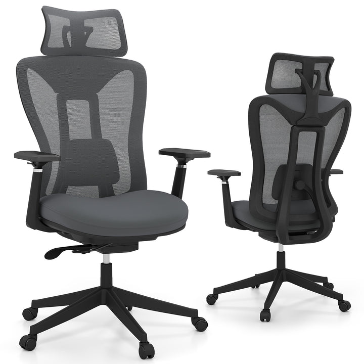 Ergonomic Breathable Mesh Office Chair High Back Executive Chair with Adjustable Lumbar Support in Grey