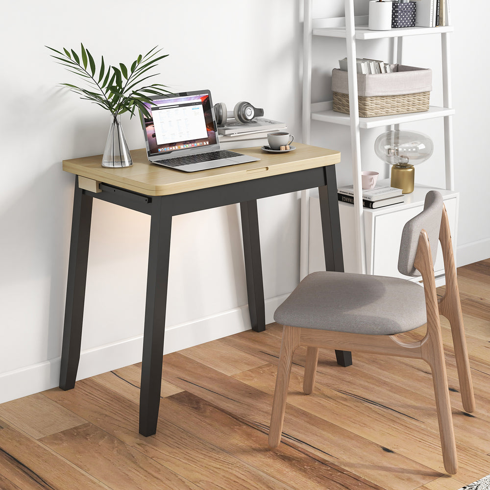 Extendable Dining Table for 4 Folding Kitchen Table with Storage Compartment - TidySpaces