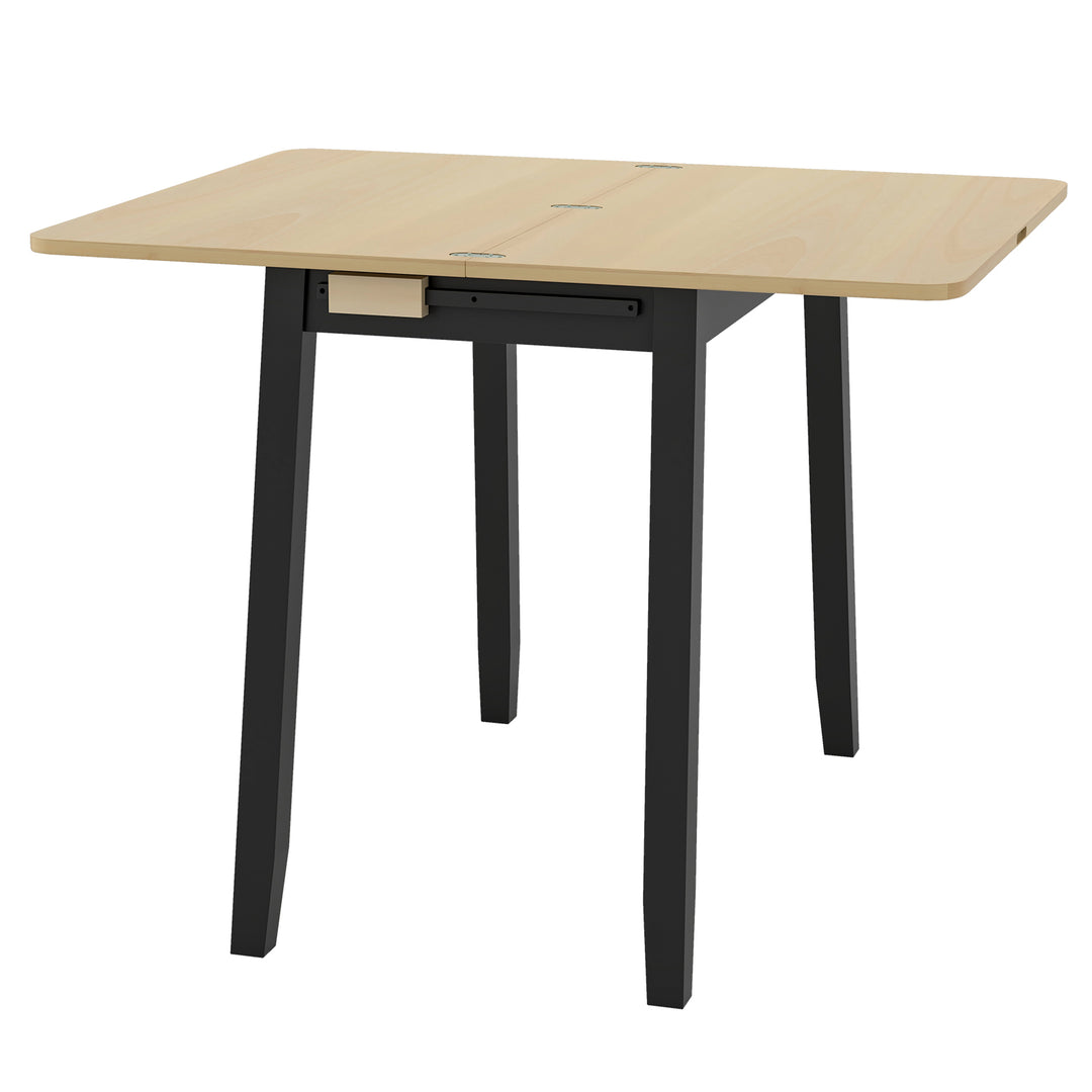 Extendable Dining Table for 4 Folding Kitchen Table with Storage Compartment Natural - TidySpaces