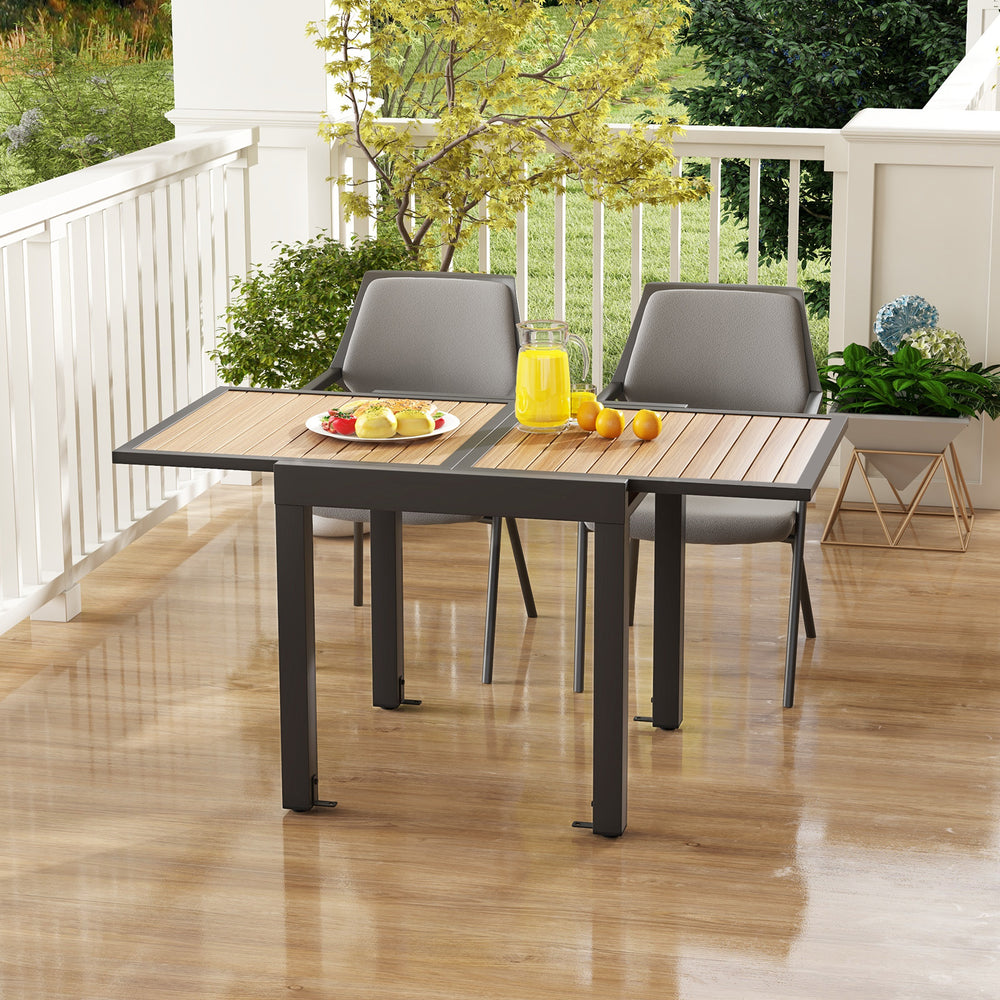 Extendable Wood-like Patio Dining Table with Stable Legs-Grey - TidySpaces