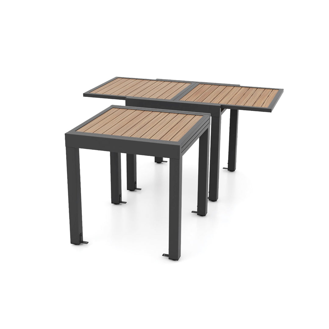Extendable Wood-like Patio Dining Table with Stable Legs-Grey - TidySpaces