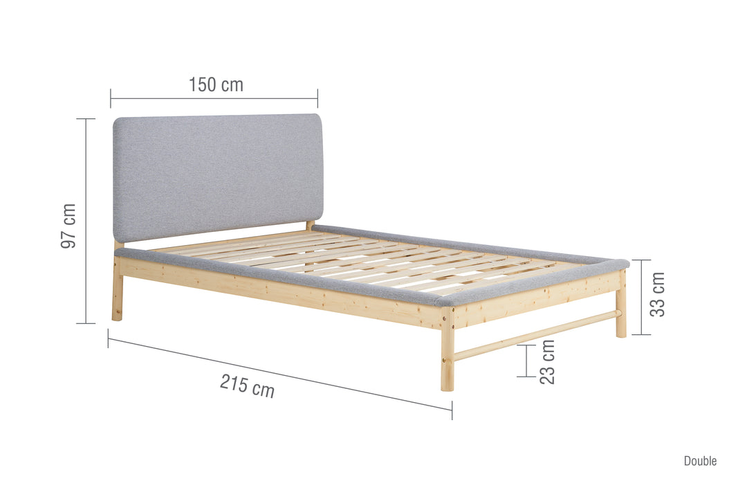 Scandinavian Style Ezra Bed with Natural Wood Frame for Modern Comfort