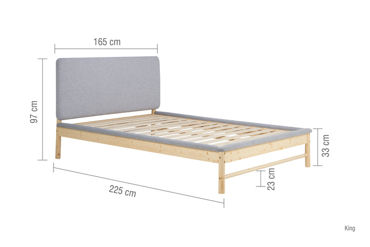 Scandinavian Style Ezra Bed with Natural Wood Frame for Modern Comfort