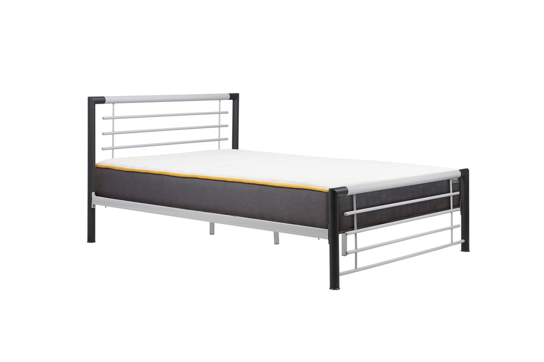 Sleek Modern Steel Bed with Epoxy Powder Coated Finish and Sprung Slatted Base