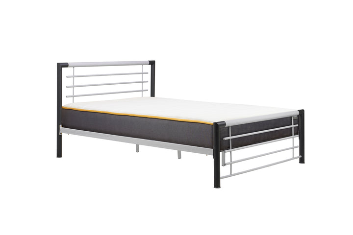 Sleek Modern Steel Bed with Epoxy Powder Coated Finish and Sprung Slatted Base