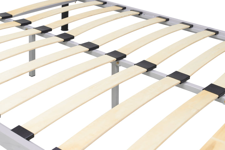 Sleek Modern Steel Bed with Epoxy Powder Coated Finish and Sprung Slatted Base