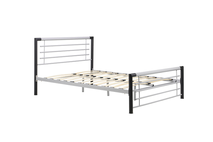 Sleek Modern Steel Bed with Epoxy Powder Coated Finish and Sprung Slatted Base