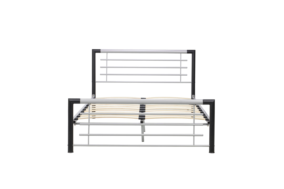 Sleek Modern Steel Bed with Epoxy Powder Coated Finish and Sprung Slatted Base
