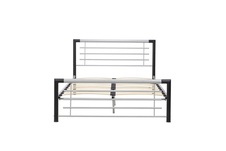 Sleek Modern Steel Bed with Epoxy Powder Coated Finish and Sprung Slatted Base
