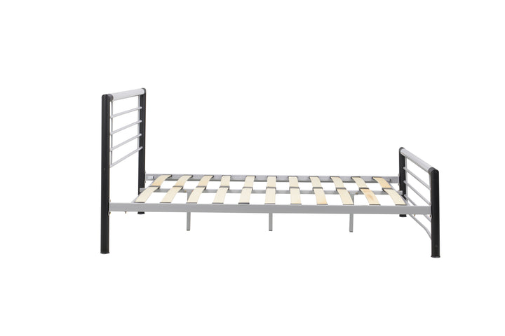 Sleek Modern Steel Bed with Epoxy Powder Coated Finish and Sprung Slatted Base