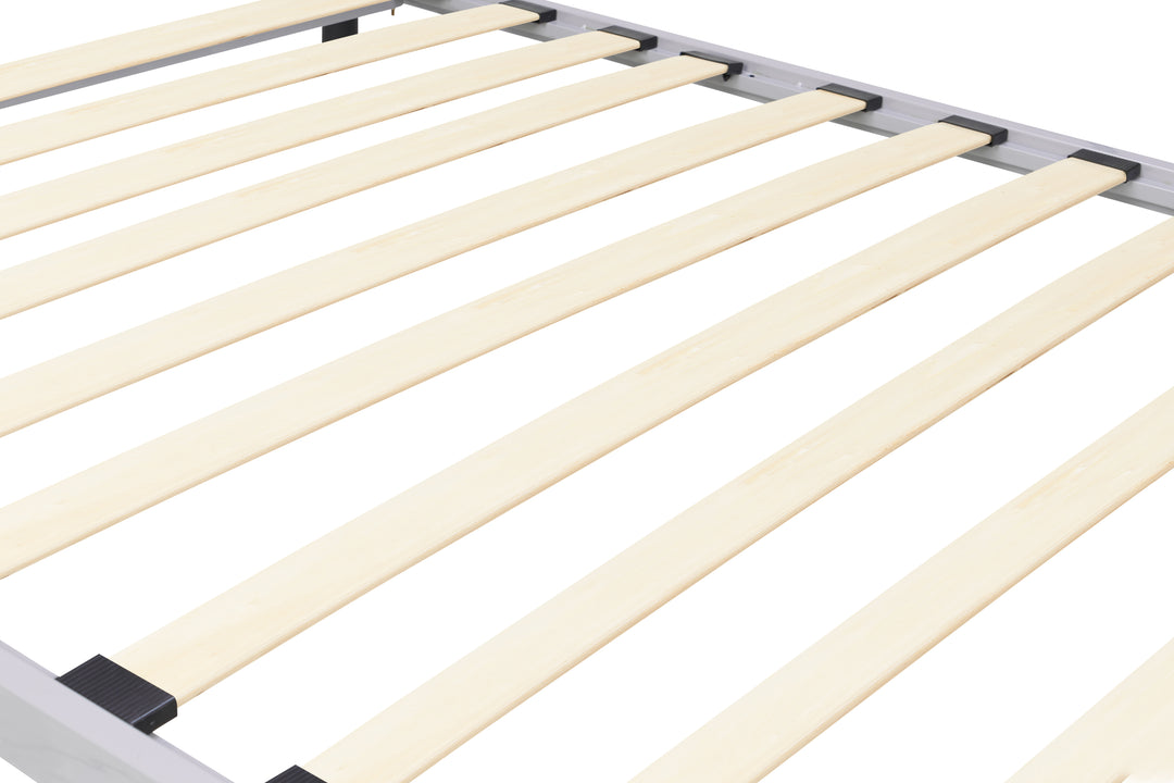 Sleek Modern Steel Bed with Epoxy Powder Coated Finish and Sprung Slatted Base