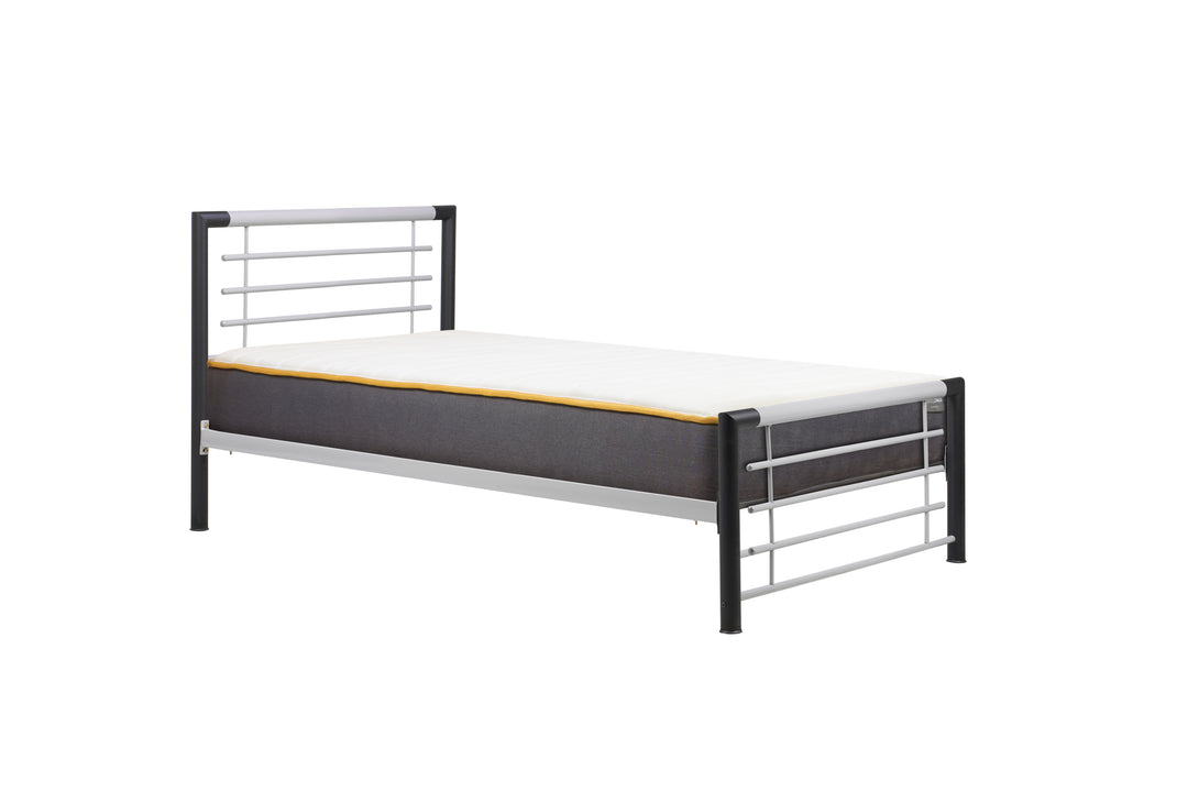 Sleek Modern Steel Bed with Epoxy Powder Coated Finish and Sprung Slatted Base