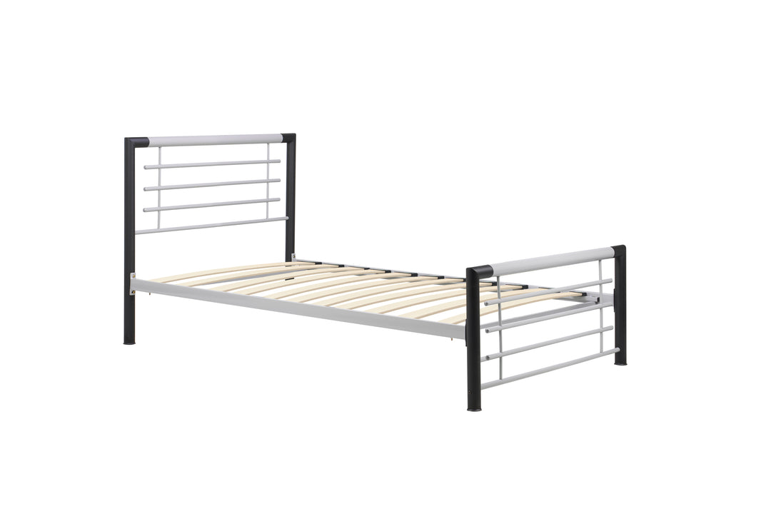 Sleek Modern Steel Bed with Epoxy Powder Coated Finish and Sprung Slatted Base