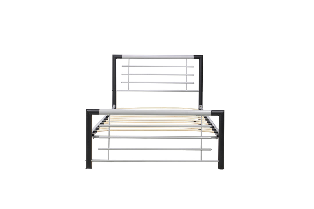 Sleek Modern Steel Bed with Epoxy Powder Coated Finish and Sprung Slatted Base