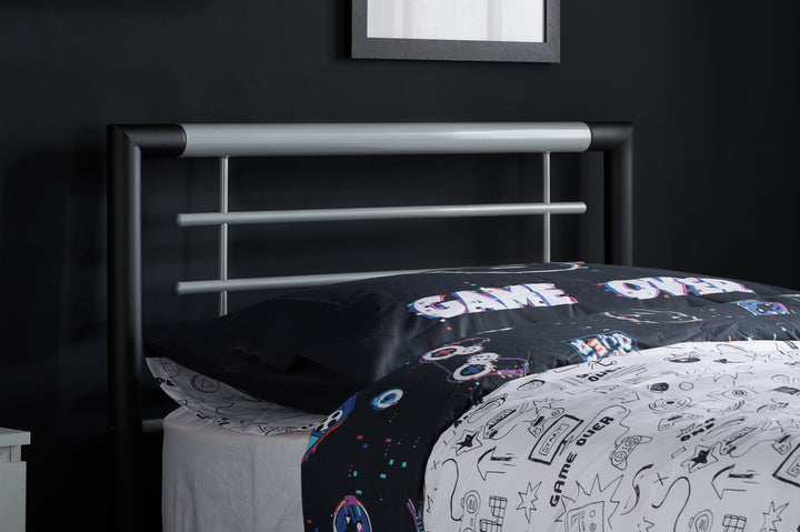 Sleek Modern Steel Bed with Epoxy Powder Coated Finish and Sprung Slatted Base