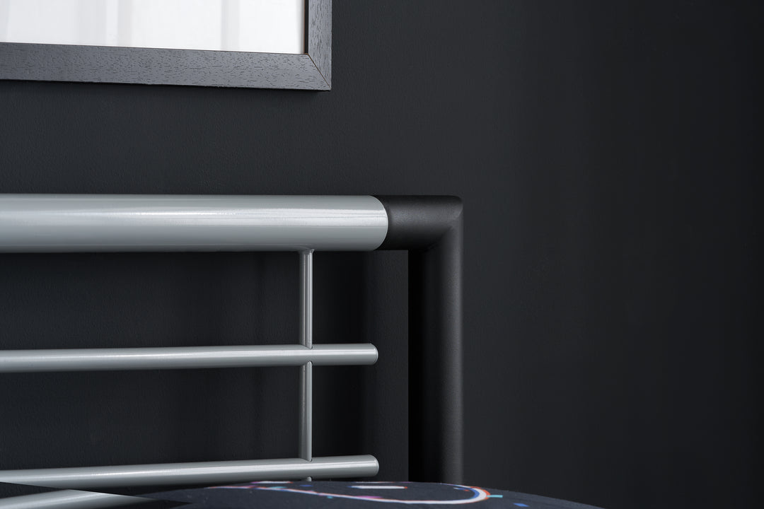Sleek Modern Steel Bed with Epoxy Powder Coated Finish and Sprung Slatted Base