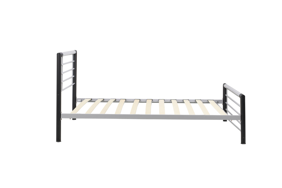 Sleek Modern Steel Bed with Epoxy Powder Coated Finish and Sprung Slatted Base