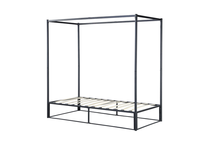 Contemporary Steel Metal 4 Poster Bed with Sturdy Frame for Modern Bedrooms