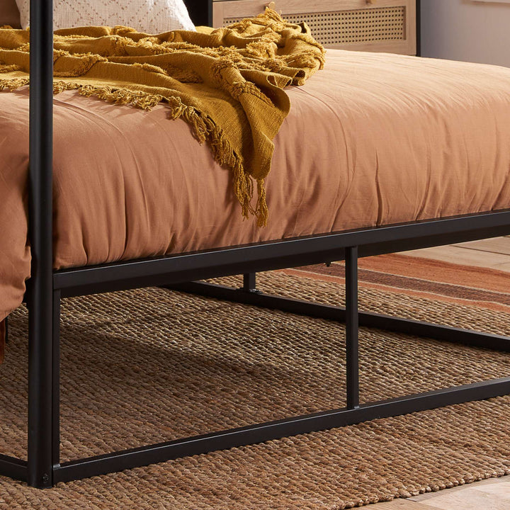 Contemporary Steel Metal 4 Poster Bed with Sturdy Frame for Modern Bedrooms