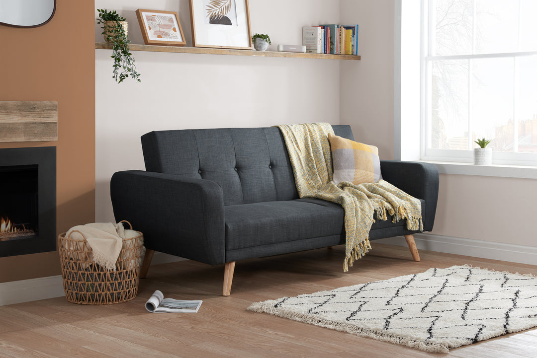 Farrow Large Sofa Bed Grey Fabric Stylish Convertible Couch