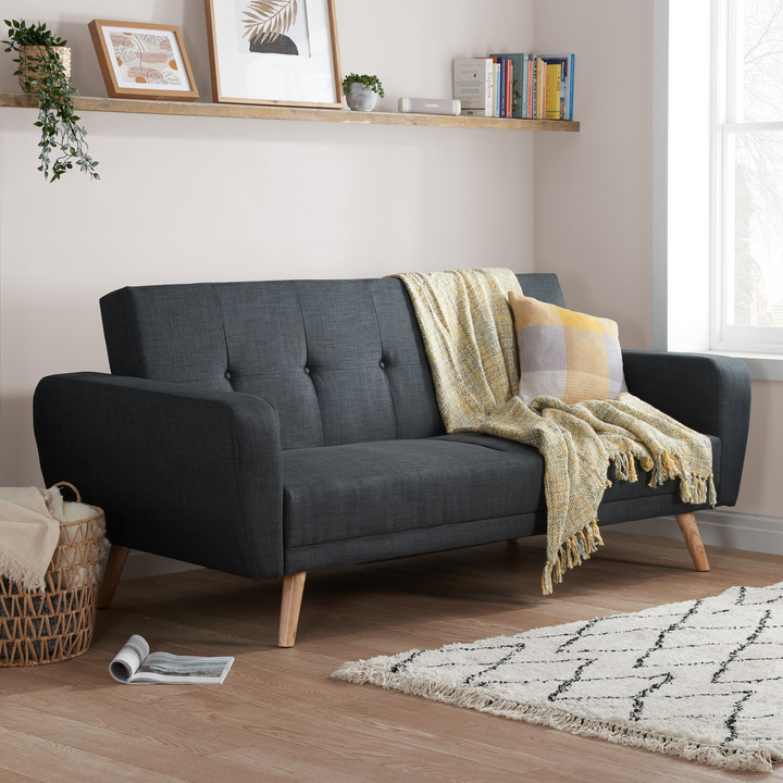 Farrow Large Sofa Bed Grey Fabric Stylish Convertible Couch