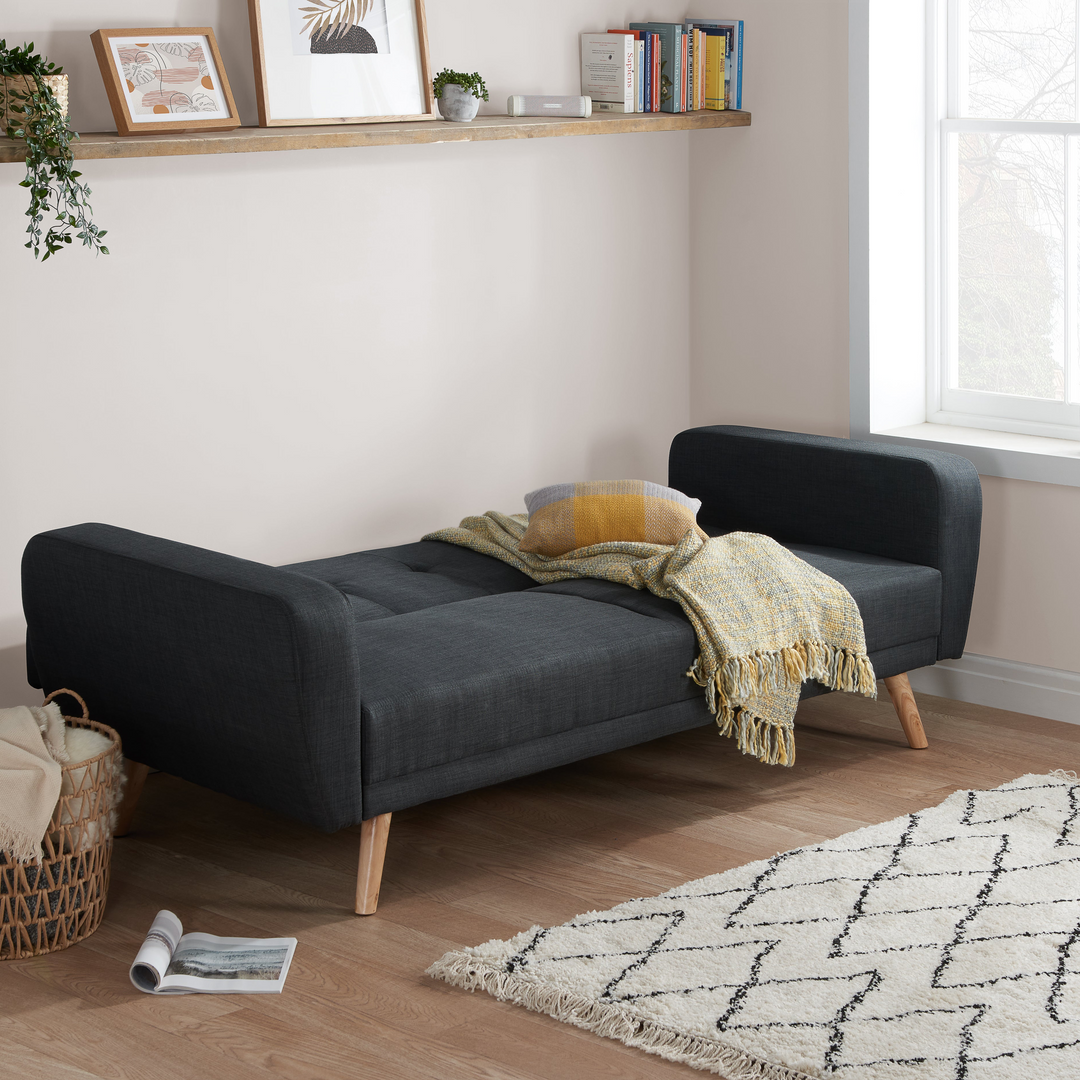 Farrow Large Sofa Bed Grey Fabric Stylish Convertible Couch