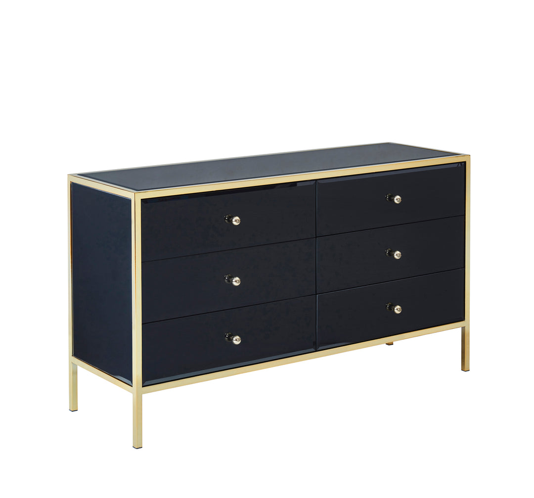 Fenwick 6 Drawer Chest Luxury Storage with Gold Frame Charm