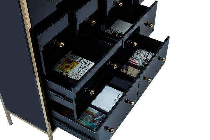 Fenwick 6 Drawer Chest Luxury Storage with Gold Frame Charm