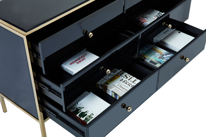 Fenwick 6 Drawer Chest Luxury Storage with Gold Frame Charm