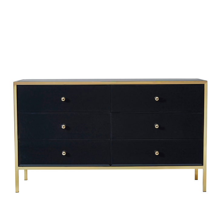 Fenwick 6 Drawer Chest Luxury Storage with Gold Frame Charm