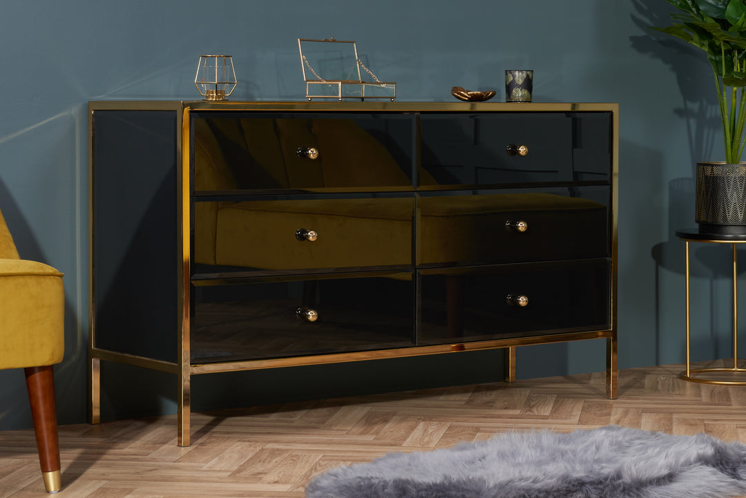 Fenwick 6 Drawer Chest Luxury Storage with Gold Frame Charm